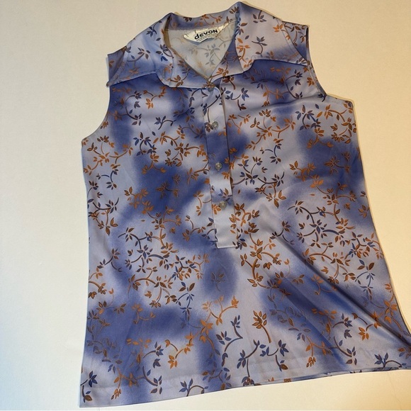 Vtg 70s Devon Polyester Sleeveless Blouse Tank Top - Picture 1 of 4
